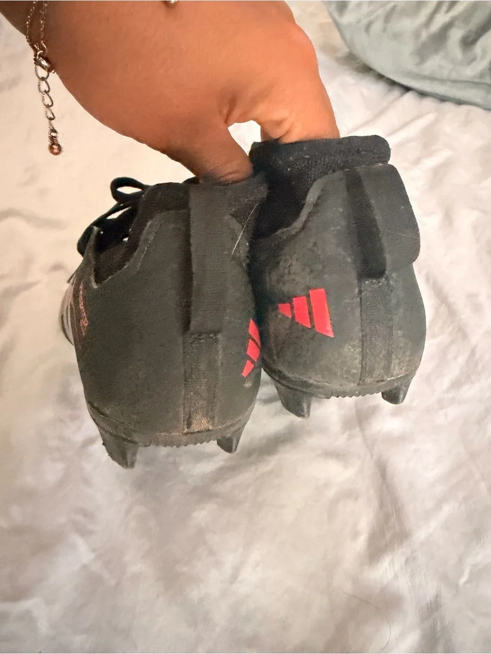 Adidas Predators Black soccer Cleats with Red Accents